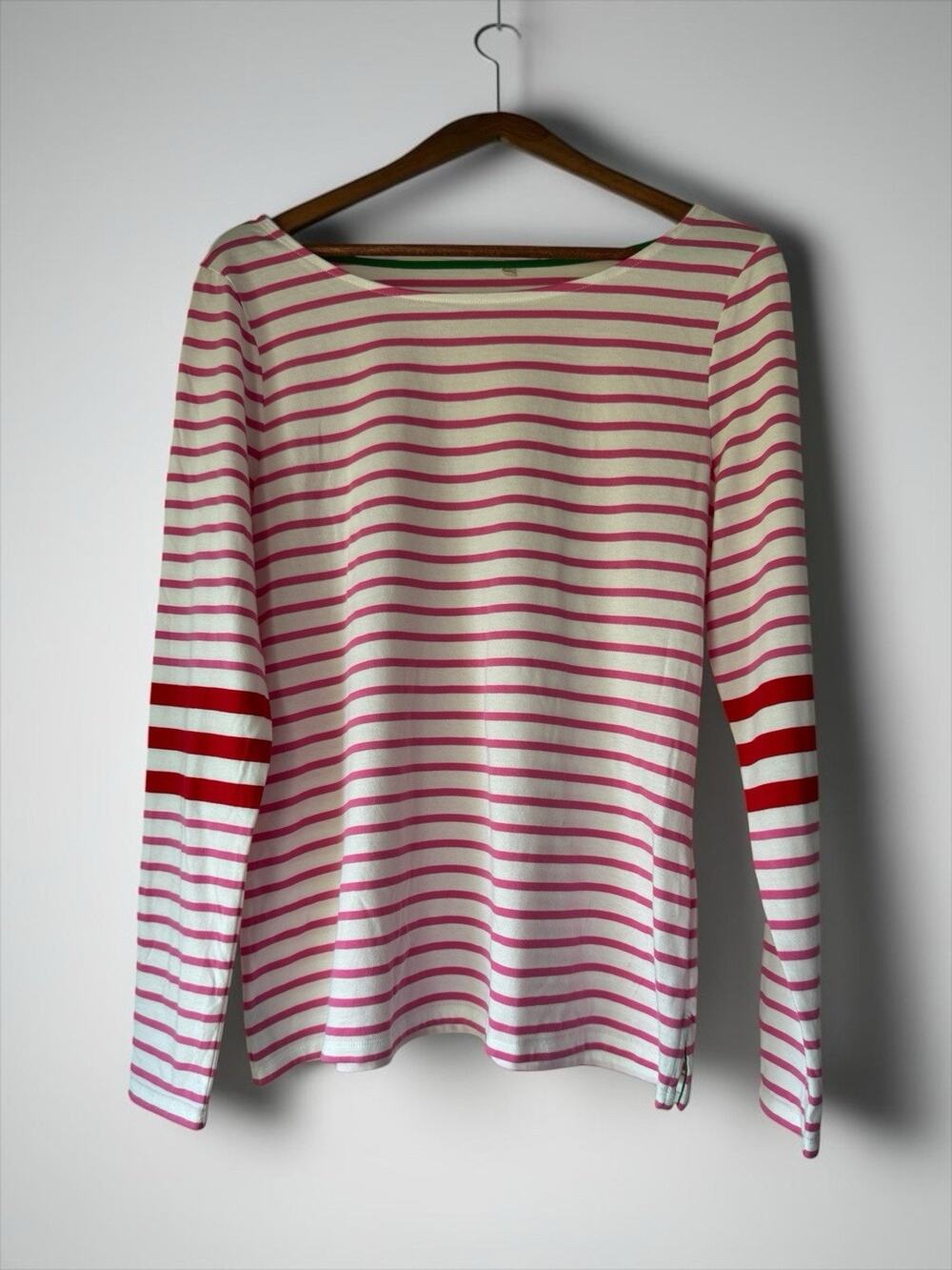 Boden Women's Ella Striped Boat Neck Long Sleeve Tee Size 10 Coastal Classic